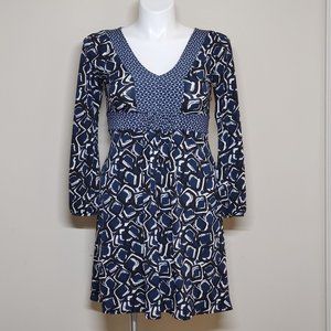 Nine West sleeve geometric fit n flair dress SZ MP
